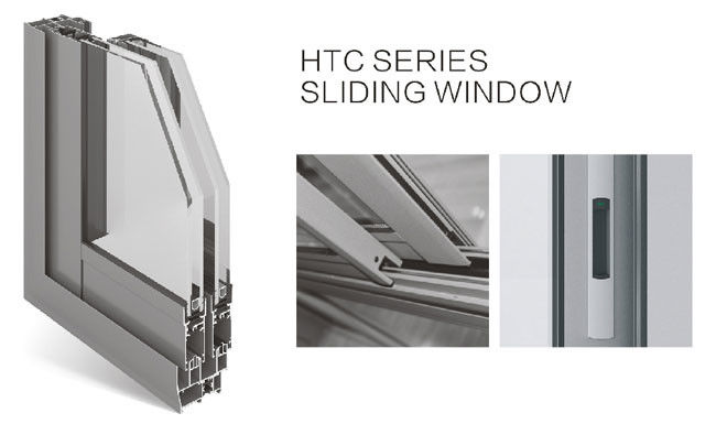 陽極酸化されたアルミニウム スライディング ウインドウ、縦の滑走アルミニウム窓、ガラス スライディング ウインドウのドア